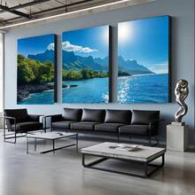 Quadro Decorativo Três Atos da Harmonia Costeira MDF Mosaico Sala Quarto Escritório Impressão Em Hd - Multicolorido - Visão 4