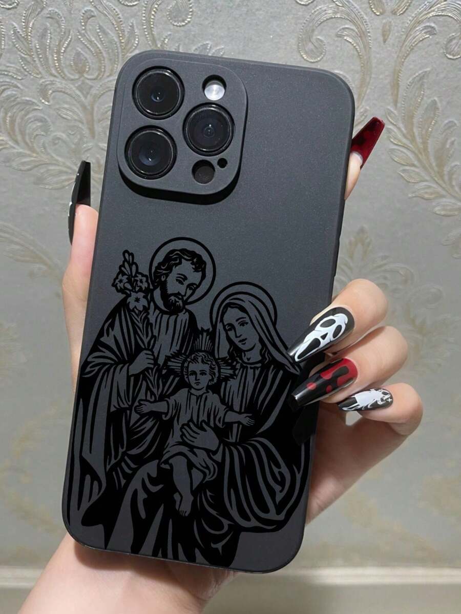 1 件耶稣图案硅胶防震手机壳，适用于 16 Pro Max/15/14/13/12/11 防水防摔防刮