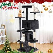 DOPINMIN 54in Cat Tree Tower - Multi-Level Furniture Activity Center With Scratching Posts Stand House Condo Funny Toys For Indoor Cats - Dark Gray - For Kittens & Adult Cats -  Encourages Exercise & Play - Perfect Gift For Cat Lovers