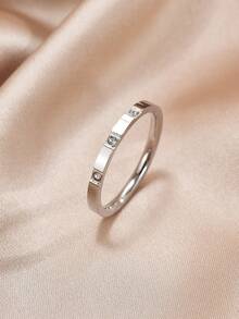 1pc Stainless Steel Rhinestone Embellished Minimalist Design High-End Fashion Ring For Women - Ring - View 8