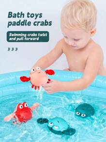 1 件螃蟹洗澡玩具婴儿玩具游泳漂浮玩具可爱小螃蟹发条洗澡玩具幼儿玩具适合送给孩子的生日礼物，表情随机，洗澡玩具，婴儿玩具，婴儿洗澡玩具