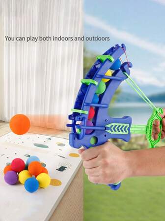 1 Set Of Bow And Crossbow Ejection Shooting Toys For Children, Ejection Bow And Arrow Educational Toys, Soft Bullet Gun, Sponge Ball, Outdoor Throwing Bow And Arrow Shooting Toys (Including 6 Target Cans, 5 Sponge Balls) Parent-Child Interaction, Suitable For Indoor And Outdoor Bow And Arrow Shooting Games