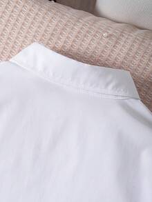 Young Girl Classic Casual School Style White Long Sleeve Shirt, Suitable For Formal Events, Gatherings, Performances - White - View 5