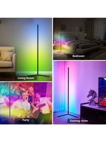 2/1pack Corner Floor Lamp, Smart RGB LED Floor Lamp With App And Remote Control, High Brightness Led, 16 Million Colors, Music Sync, Timer Setting, Mood Lighting, Ideal For Living Rooms, Bedrooms, Room Decor,Halloween