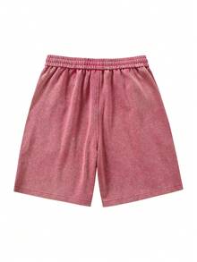 Blueplus Solid Color Casual Shorts With Drawstring Waist And Comfortable Fit For Both Sports And Leisure Wear - Pink - View 3