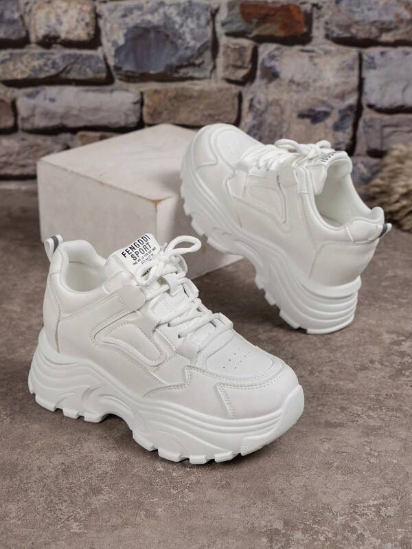2025 New Spring/Autumn Women's Platform Thick Sole Sneakers, Versatile Casual Minimalist Chunky Sneakers