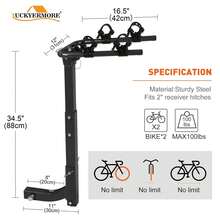 Hitch Bike Rack Mounts For 4/2 Bikes, 2" Hitch Receiver, 143 Lbs Load, Tilt Release, Rubber Straps For Car, SUV, RV - Black - View 8