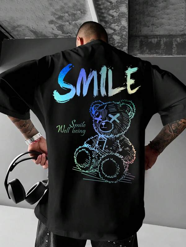 T-shirt à manches courtes pour hommes, imprimé graphique simple et polyvalent