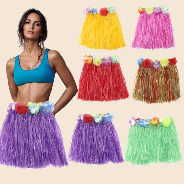 6 piezas/1 set, 30cm [Falda Hawaiana Tropical] Falda de Hierba Hawaiana Tropical - Ideal para decoraciones de cumpleaños y fiestas, regalos festivos, Halloween, carnaval, Navidad y otros accesorios para fiestas, regreso a clases, actuaciones en el escenario, vacaciones en la playa, accesorios para fotos en fiestas con fogata