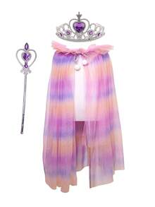 1 套心形皇冠头饰、披风、权杖、手套、项链、手镯、戒指、耳环服装配饰