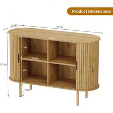 mteryoing Home Sideboard Buffet Cabinet With Storage, 47" Mid Century Modern Accent Cabinet, Sliding Door Entryway Small Storage Cabinets For Kitchen, Living Room, Entryway - 橡木 - 查看 4