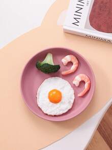 PopLittleOne 1pc Baby Silicone Tableware Round Shape Suction Baby Plate Feeding Training Baby Dishes Solid Color Baby Food Storage - Multicolor - View 6