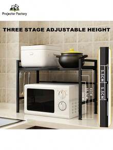 LIPETY Expandable Microwave Stand Countertop 16.5-20" Stretchable 75kg Load Microwave Stand Steel Oven Rack For Kitchen,Microwave Stand With Storage Kitchen Utensils Tableware Storage,Over ,Kitchen Storage Rack - Black - View 5