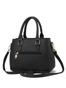 简约纯色双层大容量PU皮毛球装饰带钱包女士手提包，商务休闲女士单肩手提包，适合女性、职场新人和白领人士的母亲节礼物，非常适合工作、商务、通勤、上学