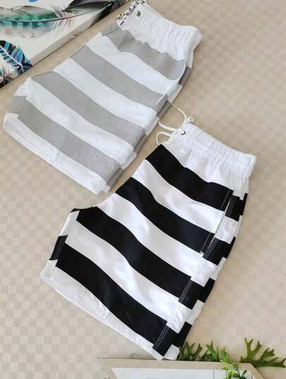 Kit 3 short de praia menino infantil juvenil estampadas listra enviar aleatoriamente