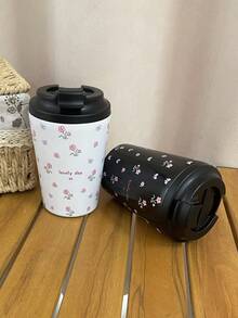 1 件 350ml/12oz 双层不锈钢保温咖啡杯、牛奶杯、旅行真空杯、简约便携式带标记礼品水瓶、商务办公杯，适用于婚礼、毕业典礼、返校 - 彩色 - 查看 1