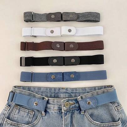1/2/3/4pcs Simple Canvas Elastic Waist Belt, Fashion Casual Invisible Belt Accessory For Dress & Jacket