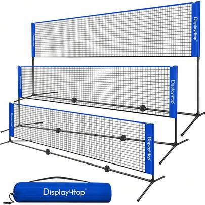  DISPLAY4TOP Badminton Net 3M/4M/5M, Tennis Net With Height Adjustable Stand And Carry Bag, Easy To Assemble Nets For Family Tennis, Pickleball, Badminton Or Volleyball