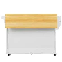 Dining Room Sideboard, 112x40(70)X94, White, Solid Wood Folding Top With Storage Doors, Wheels And Replaceable Solid Wood Legs, Suitable For Kitchens And Dining Rooms - 1 - View 8