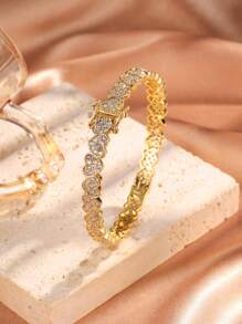 1 件不锈钢 Y2K 心形手链首饰套装，适合女性日常佩戴，时尚夏季首饰，防水，适合海滩和度假村佩戴 - 金色-愛心 - 查看 7