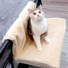 1件豪华悬挂式猫床 - 可拆卸可折叠吊床，适合猫和小型犬，舒适的聚酯宠物窝，悬挂式可拆卸可水洗可折叠猫梯，可与猫娱乐设备一起使用，升级加长面料，防滑。