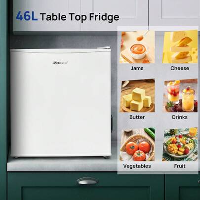 48L Small Silent Fridge With Adjustable Thermostat Mini Fridge, Adjustable Feet, Reversible Door And Small Freezer, For Bedroom, Kitchen, Office, White