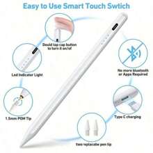 适用于 2018 年及之后 Apple iPad 的主动式触控笔，电容式触控笔，配备 2 个替换笔尖，防误触，精准控制，书写流畅，高端电容式触控笔（仅兼容 2018 年及之后 Apple iPad 系统，不适用于电阻式或电磁式屏幕）