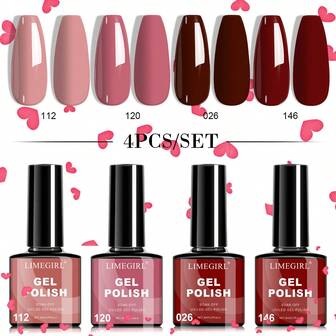  LIMEGIRL 四色凝胶指甲油套装，四季色彩系列，持久耐用，浸泡式凝胶指甲油套装，美甲DIY套装，美甲沙龙居家美甲礼品，女士