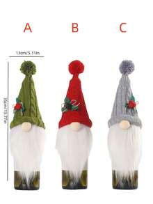 1 件红酒瓶套，圣诞装饰，创意无脸娃娃针织森林老人酒瓶套，餐厅装饰，酒瓶套