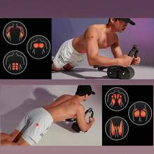 Abdominal Wheel Elbow Support Automatic Recoil Abdominal Muscle Wheel With Timer + Knee Protection Mat - Black - View 3
