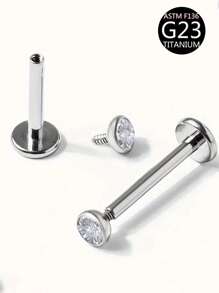 قطعة واحدة من أقراط الأذن المرصعة بالزركونيا المكعبة من التيتانيوم G23 بشكل دائري، أقراط الغضروف، خاتم الشفة، خاتم الأنف، مجوهرات ثقب التيتانيوم F136، مناسبة للاستخدام اليومي للنساء