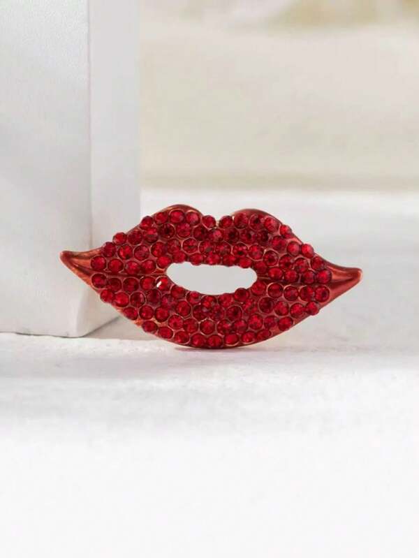 Wholesale Sexy Red Lip Brooch, Fashion Full Rhinestone Lip Decor Brooch Pin, Factory Direct Supply