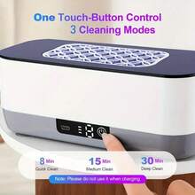 1件多功能清洁机，化妆刷清洁器，眼镜清洁盒，USB充电，小型家用大容量假牙珠宝清洁器，多功能振动清洁机 - 白色 - 查看 5