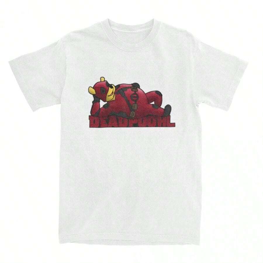 COOL SUMMER Men's Winniess Thess Poohss DeadPool Parody T-Shirt Cotton Clothing Summer Y2K T-Shirt O Neck Hipster Loose Tee Shirt Big Size 5XL 6XL - White - View 1
