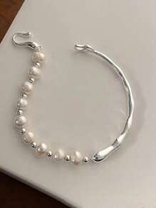 1 件独特简约优雅巴洛克淡水珍珠树枝纹理组合珍珠手链（珍珠数量因手工制作而异）