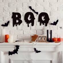 3 Pcs Halloween BOO Wood Sign Decorations Hanging Halloween Door Sign Halloween Hanging Plaques For Halloween Party Haunted House Outdoor Indoor Home Door Wall Decor Home Decor Halloween Decor Fall Decor Room Decor - Multicolor - View 2