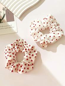 4pcs Spring/Summer Valentine's Day Sweet & Cute Fabric White, Red Polka Dot Scrunchies, Hair Ties, Headbands, Suitable For Daily Outfits, Elegant & Adorable Hair Accessories ,Scrunchy Hair Ties Valentine's Day Accessories Gift - Multicolor - View 8