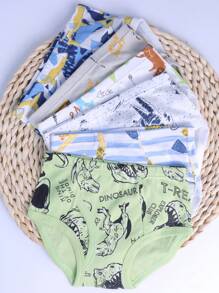 6 Pieces Boys Underwear Soft Cotton Truck Dinosaur Briefs Children