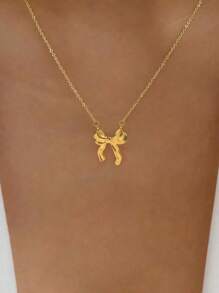 1 件复古优雅时尚蝴蝶吊坠项链，不锈钢链，适合日常佩戴和聚会，珠宝礼物 - 項鍊 - 查看 2