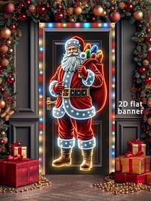 1 faixa de porta de Natal, design de Papai Noel, 35,4 pol. x 70,8 pol., material de poliéster, decoração de Natal, decoração de festa temática de Natal, decoração externa e interna, ideal para varanda, quintal, garagem e casa - Tipo A: 35,4 pol x 70,8 pol (90 cm x 180 cm) - Ver 1