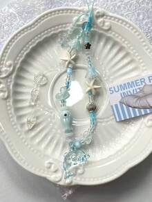 DIY Phone Lanyard, Korean Ins Style Transparent Star Phone Case Strap, Cool Black Sexy Girl DIY Beaded Random Bead Camera Strap Phone Anti-Lost Cord, New Fashionable Hanging Ornament For Women - Dolphin Sl - View 2