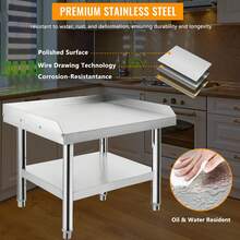 Danolapsi Stainless Stee Grill Stand Table 36"X28"X24" ,1000 Lbs Top Shelf Capacity, 220 Lbs Bottom Shelf Adjustable Legs With 2" Edge Baffle For Hotels,Homes,Commercial Kitchens - Silver - View 6