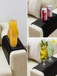 1个可折叠木质扶手托盘，防水易清洁，适用于扶手椅、餐桌，防滑早餐托盘，多用途，可放置毯子、桌子、椅子、地毯、床，非常适合放置饮料、手机、零食、遥控器、咖啡，是绝佳的圣诞礼物。