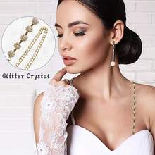 QY 1 Pair Rhinestone Flower Shoulder Strap Bra Chain For Women Girls Crystal Wedding Bra Strap Festival Rave Underwear Straps Decoration Party Dress Lingerie Straps Gold  8380 - Gold - View 4