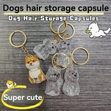 1 件透明可爱狗毛收集挂饰，宠物毛发收纳盒，适用于柴犬、西高地梗毛发钥匙扣 - 彩色 - 查看 3