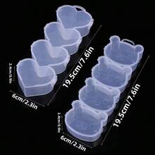 2pcs/1pc Multi-Shape Hair Tie Organizer Box, Transparent Plastic Container With Compartments & Locking Lid, Heart & Bear Shaped Jewelry, Candy, Pearl, Stationery Storage Box, Versatile Home Organization Solution, Jewelry Box - Multicolor - View 2