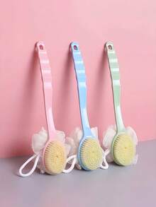 1PC 软毛按摩背部刷 沐浴刷 家用背部擦洗刷 主动送浴花软毛擦洗刷 可悬挂沐浴刷 长柄擦背神器 长柄沐浴刷 洗澡用背部刷 去角质 男女适用 粉色/蓝色长柄沐浴刷 背部去角质淋浴清洁多用途擦洗刷 背部去角质淋浴多用途擦洗刷套装 沐浴海绵