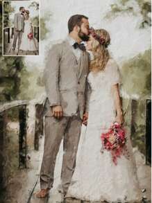 1 幅个性化肖像油画帆布墙面艺术海报，带框墙面艺术。原创油画印刷品，乔迁贺礼，个性化礼品，搬家礼物。适合毕业礼物、客厅、卧室、节日、餐厅、玄关等场合，送礼佳品。送给他/她一份独特的礼物，可直接悬挂。