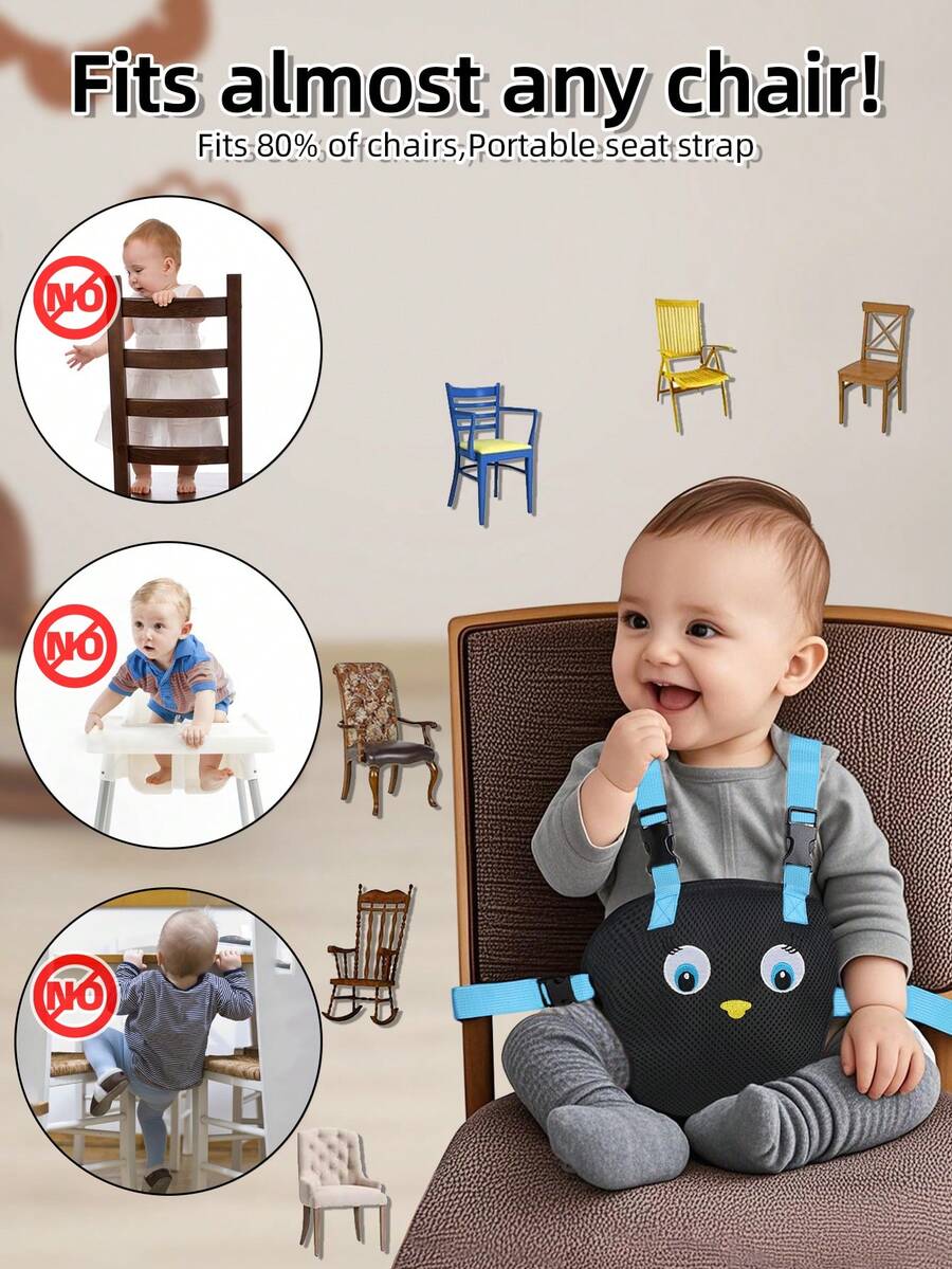 1pc Children's Chair Belt, Baby Seat Protection, Anti Fall Fixing Belt, Belt, Dining Belt, Dining Chair Belt Summer Mesh Breathable Design, Soft And Comfortable