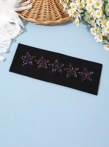 Bandă de păr pentru femei, bandă de transpirație, 1 buc., decor cu stras, culoare solidă, bandă de păr, bandă sport cu stele strălucitoare, accesorii de păr, bandă de păr la modă